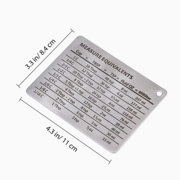 Stainless Steel Fridge Magnet with Measure Equivalents 4.3” x 3.3” - Picture 2 of 4